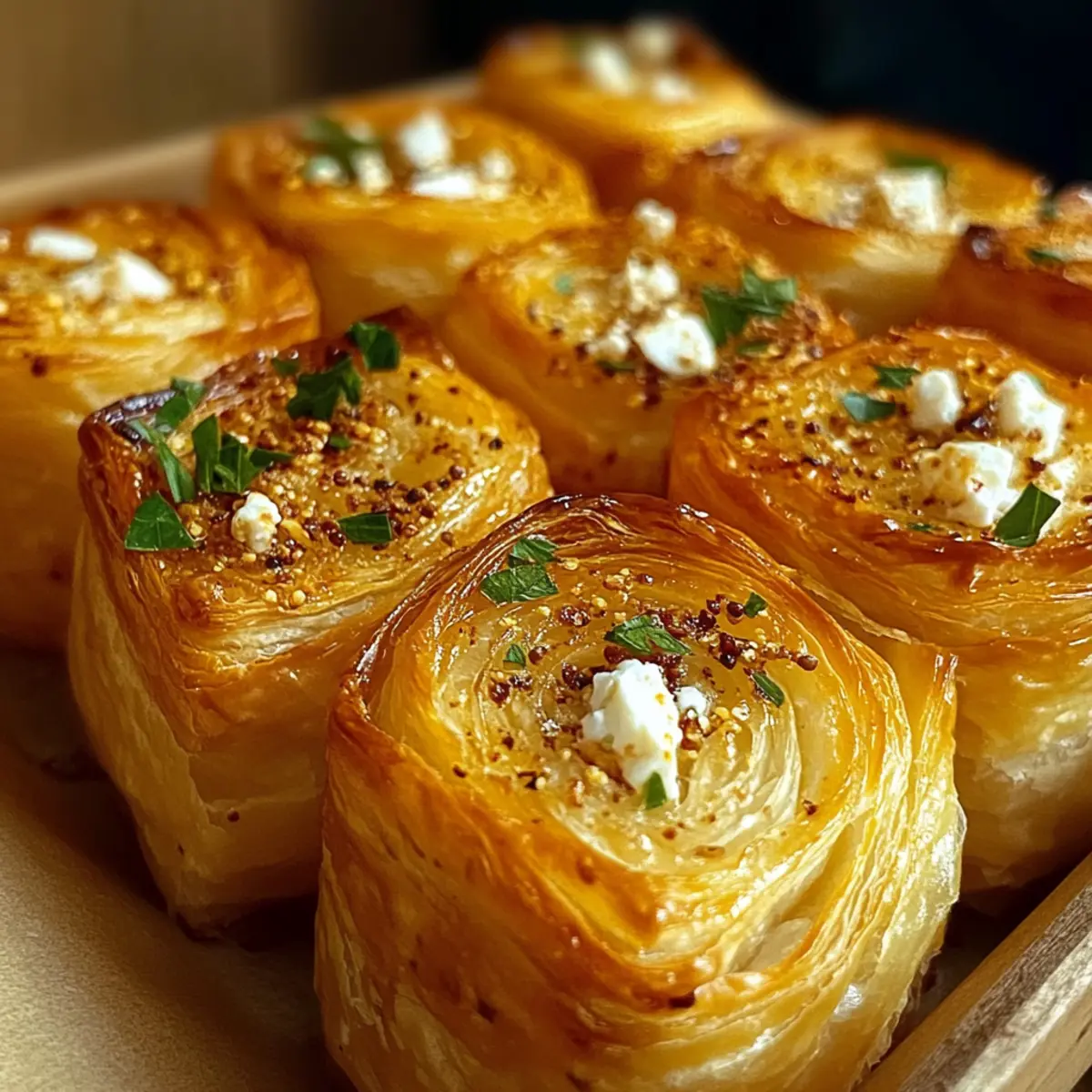 Ofen-gebackene Feta-Rollen mit Chili-Honig genießen