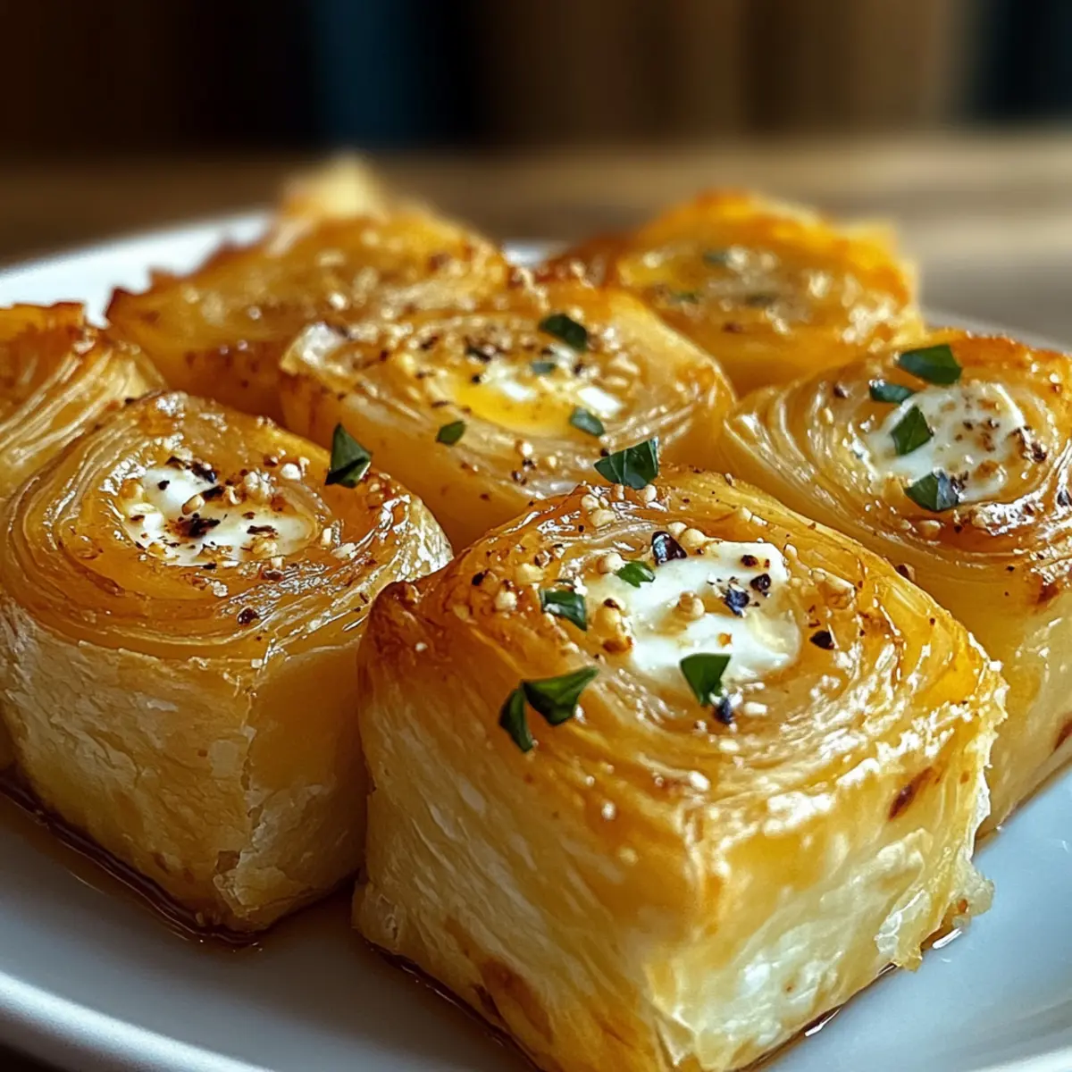 Ofen-gebackene Feta-Rollen mit Chili-Honig lecker genießen