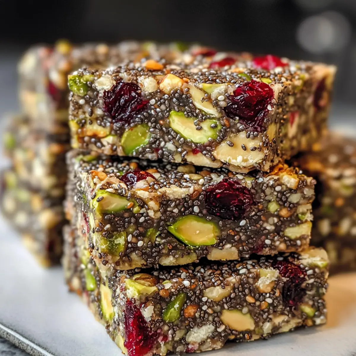 Pistazien Cranberry Chia Riegel für gesunde Snacks