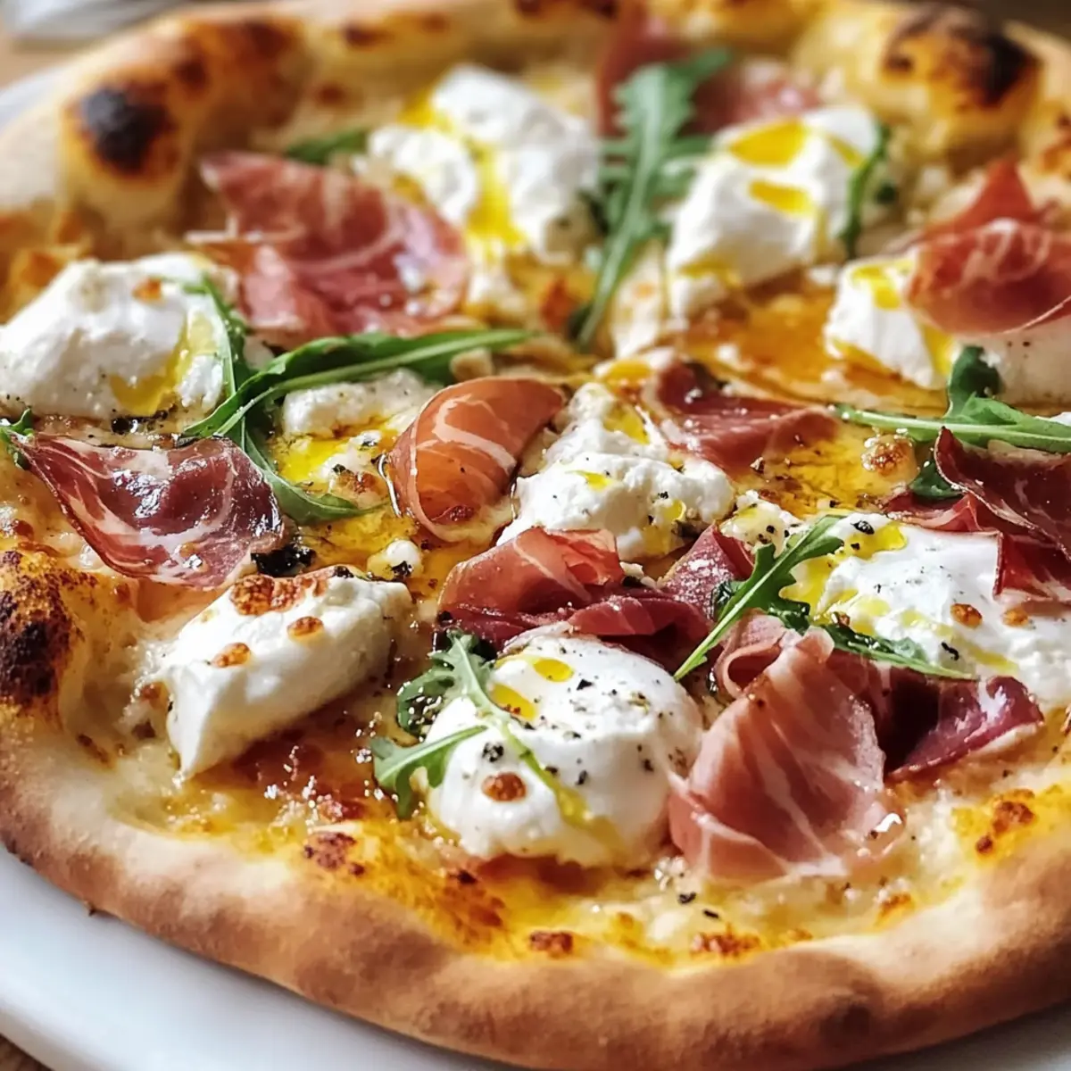Prosciutto und Honig Burrata Pizza für Wow-Momente