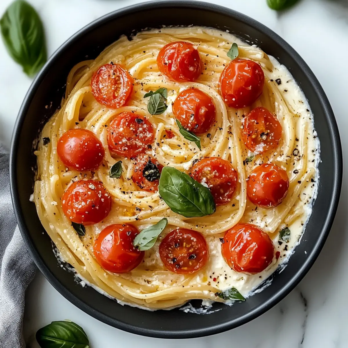 Geröstete Tomaten und Knoblauch Ricotta Pasta Genuss