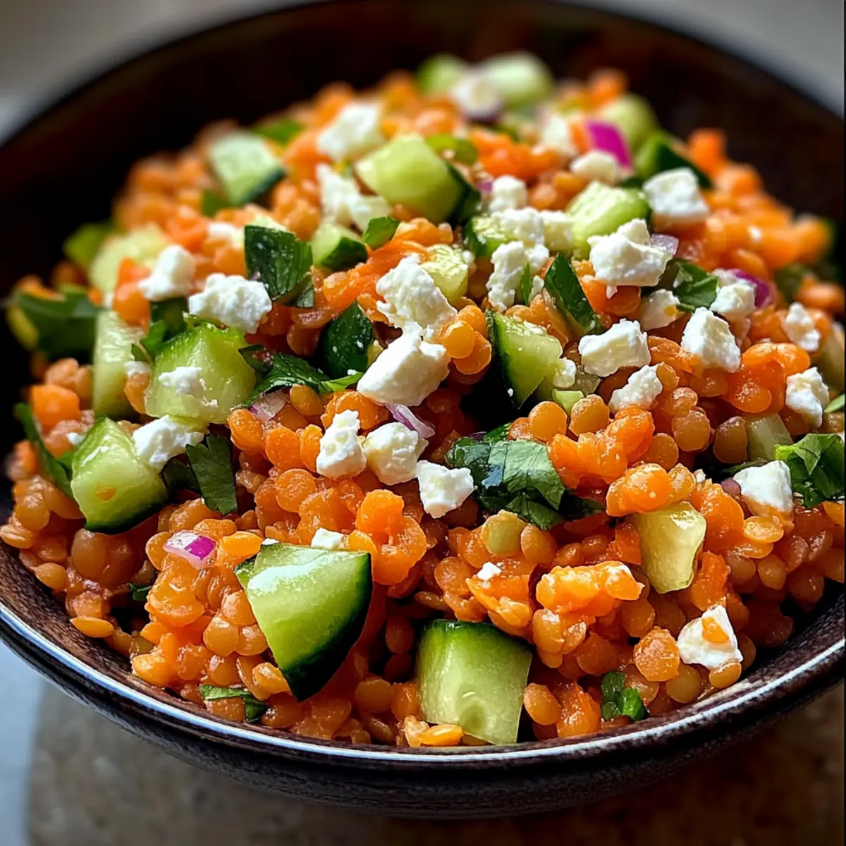 Rote Linsensalat mit Feta – Gesund und lecker!