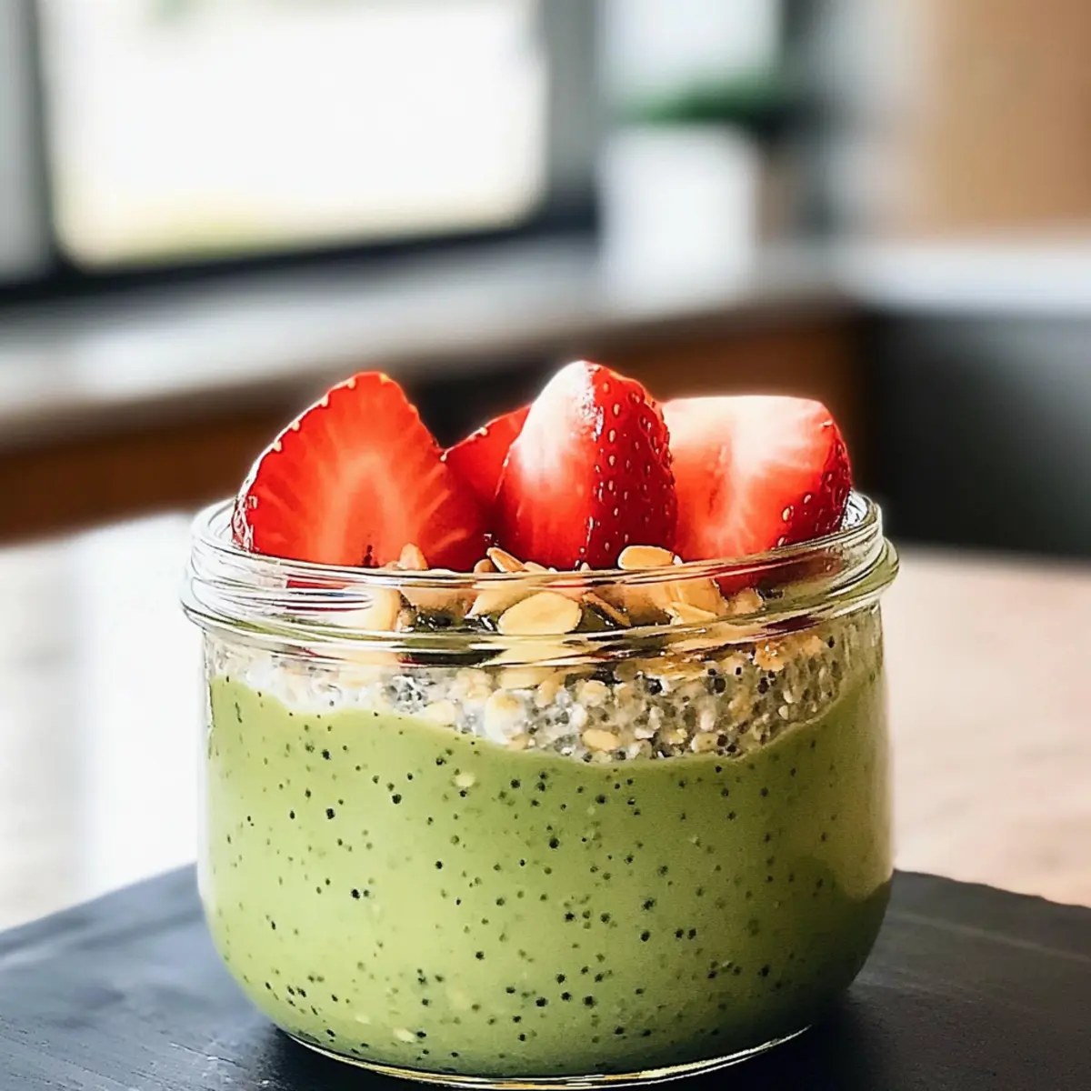 Erdbeer-Matcha-Übernacht-Haferflocken für den besten Start