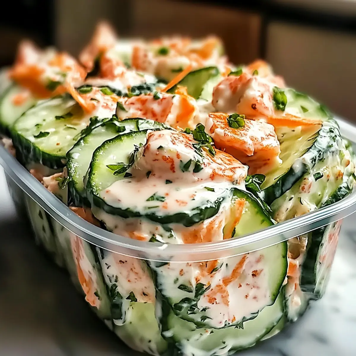 Sushi Gurkensalat mit cremigem Dressing