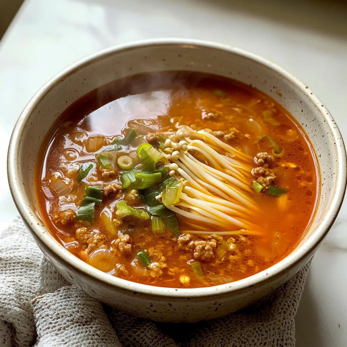 Tomaten Enoki Pilz Suppe für ein Wohlfühl-Mahl