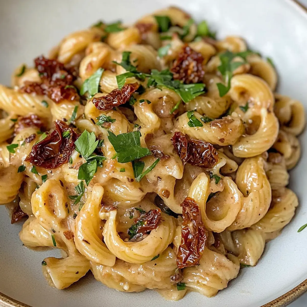 Veganisierte karamellisierte Zwiebel-Pasta für alle
