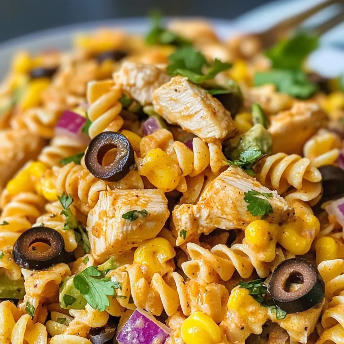 Würzige Hähnchen-Enchilada-Pasta-Salat für die Familie