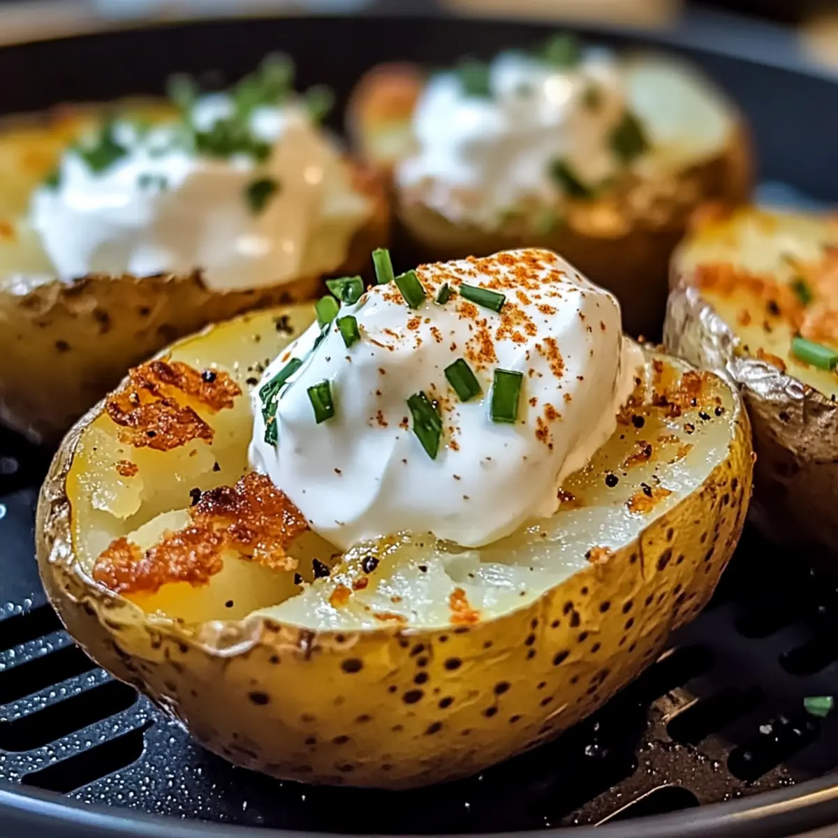 Luftfritteuse gebackene Kartoffeln knusprig lecker