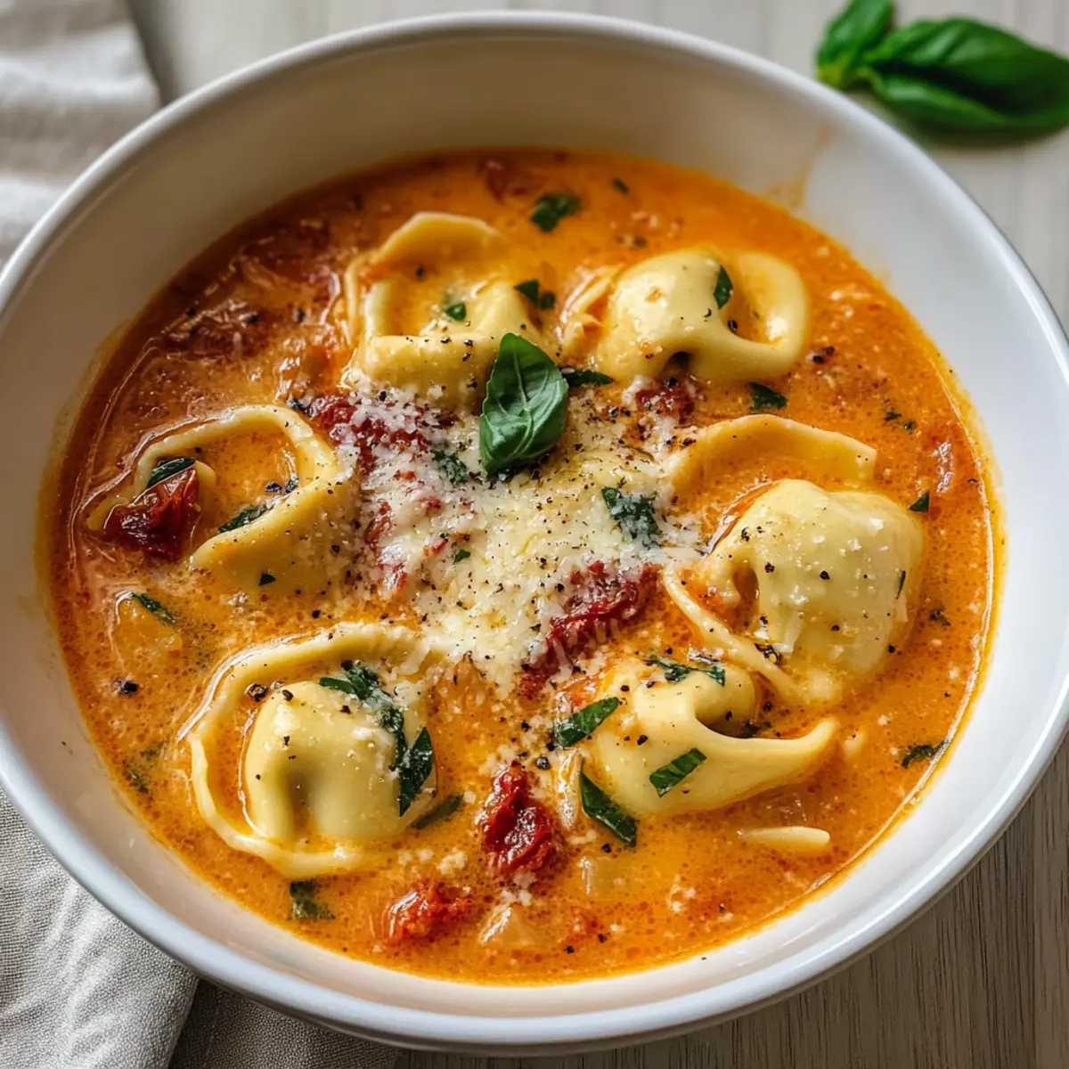 Käse-Tomaten-Tortellini-Suppe für gemütliche Abende