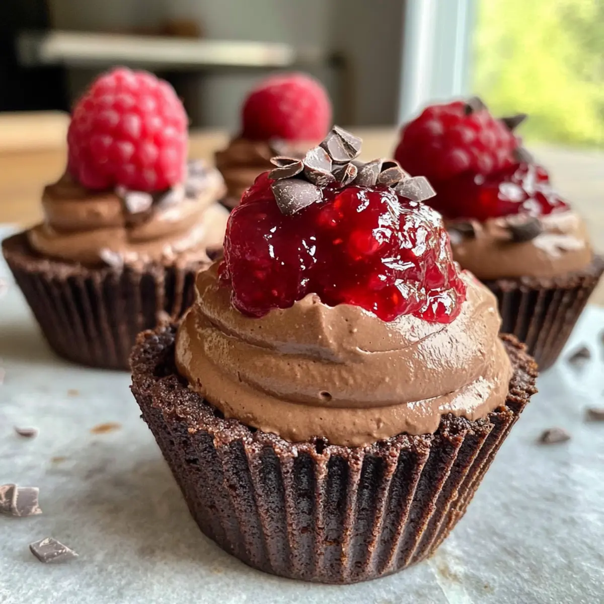 Keine Backen Himbeer Schokoladenmousse Becher genießen