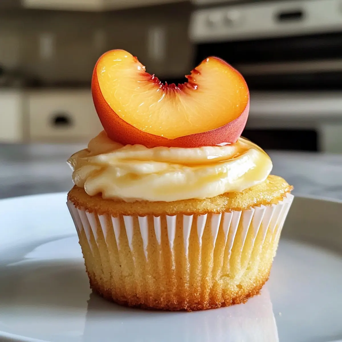 Pfirsich- und Honig-Käsekuchen-Cupcakes für den Sommer