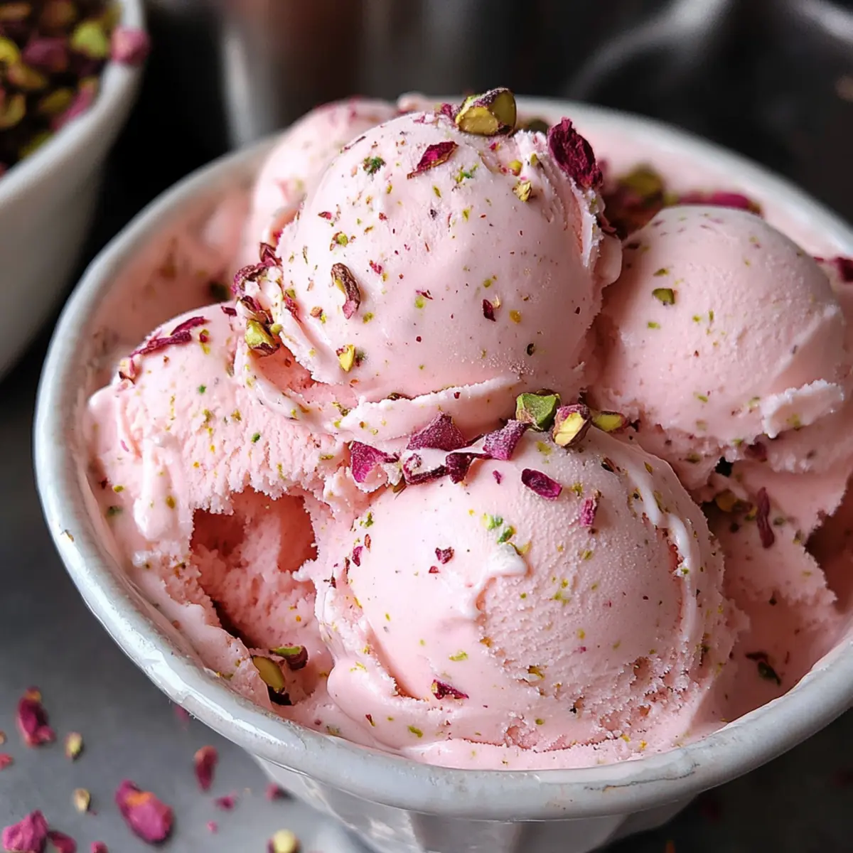 Hausgemachte Roseeiscreme für Sommergenuss