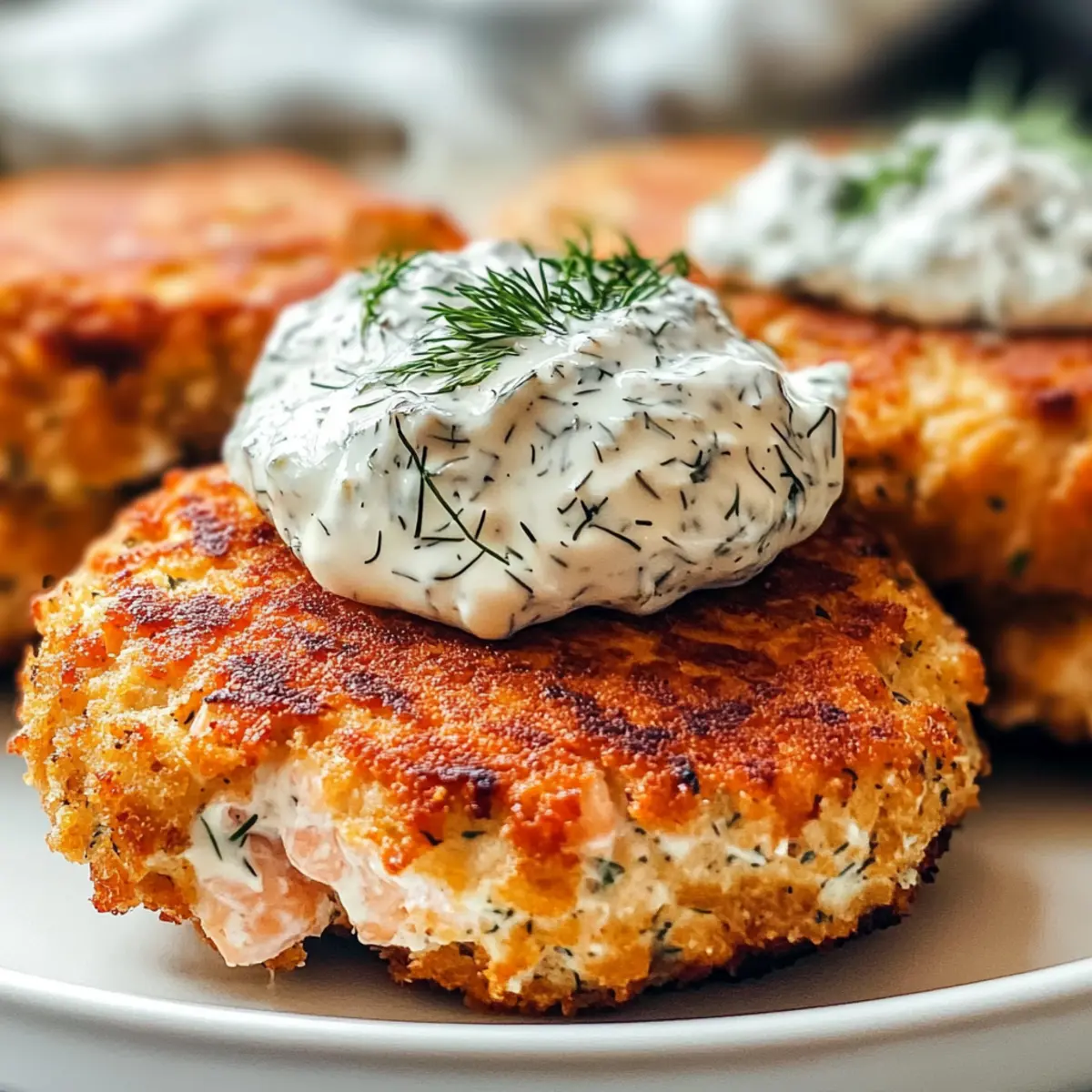 Lachsfrikadellen mit scharfer Dill-Knoblauch-Dip