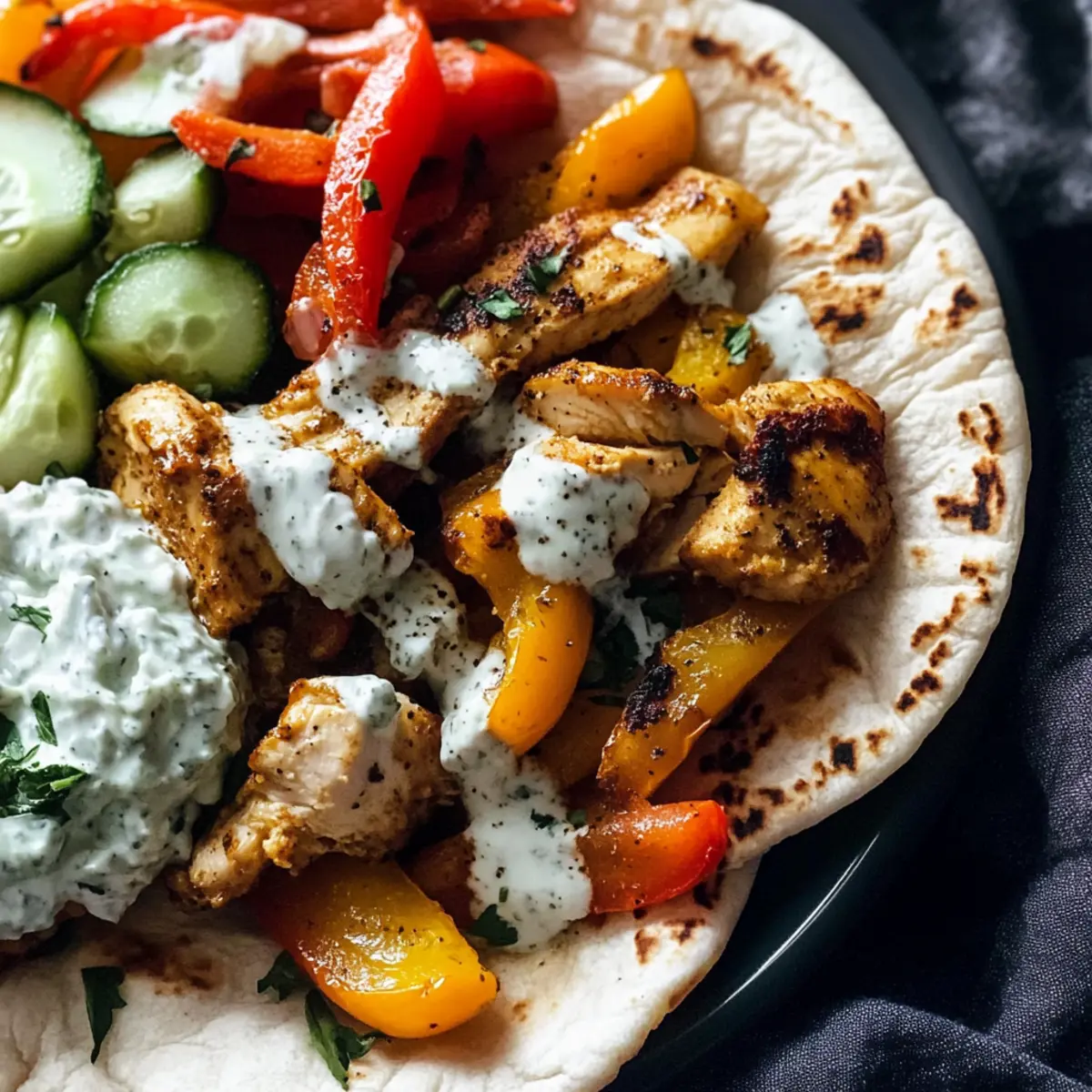 Blechpfannen-Hühnchen-Pitas mit Tzatziki für Genusstellung