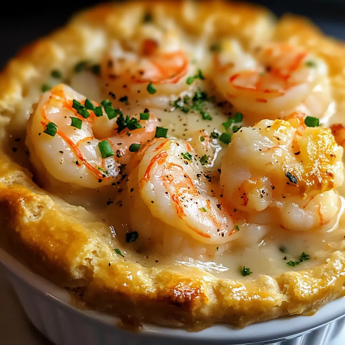 Garnelen- und Hummer-Cheddar-Bay-Kekse-Topf-Pie