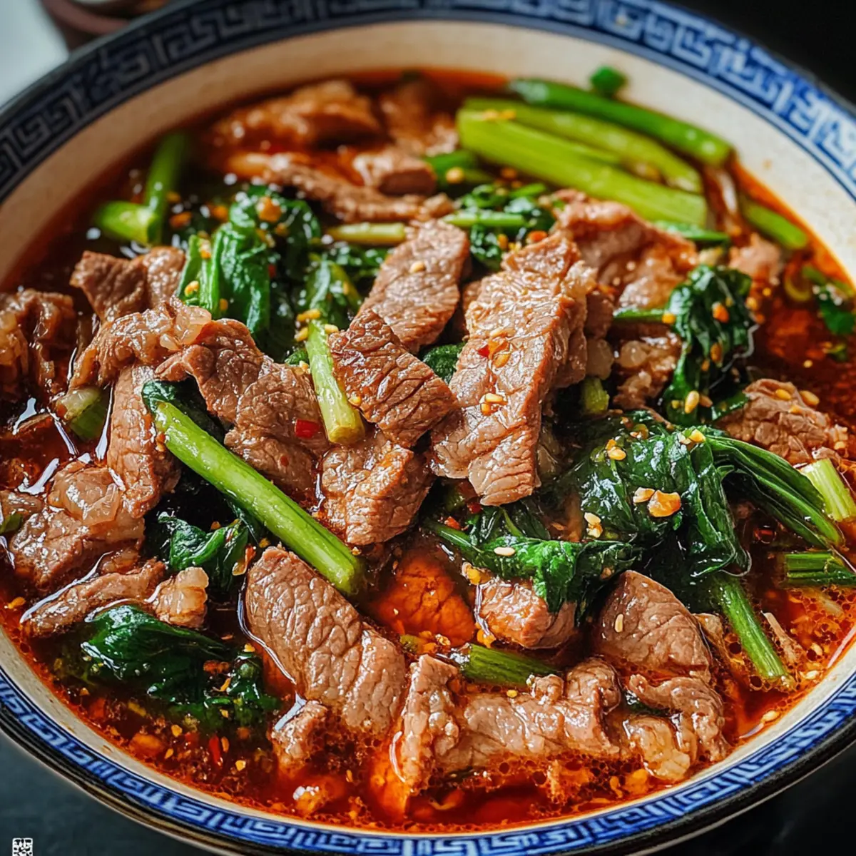 Sichuan gekochtes Rindfleisch mit würzigem Gemüse
