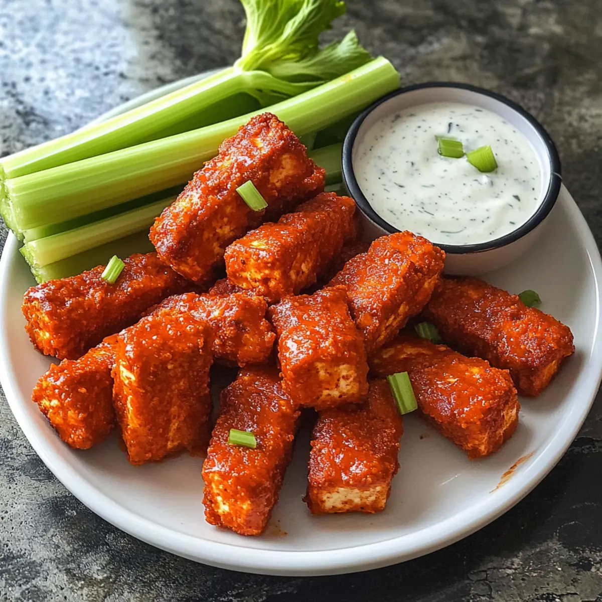 Vegane Buffalo-Tofu-Flügel schnell gemacht