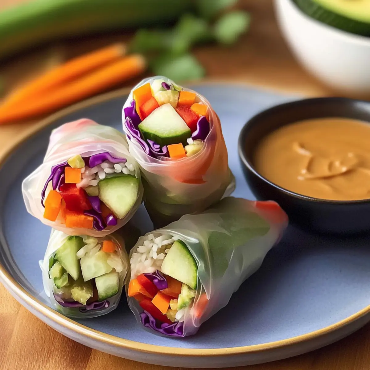 Vegane Sommerrollen mit Erdnussdip zaubern Freude