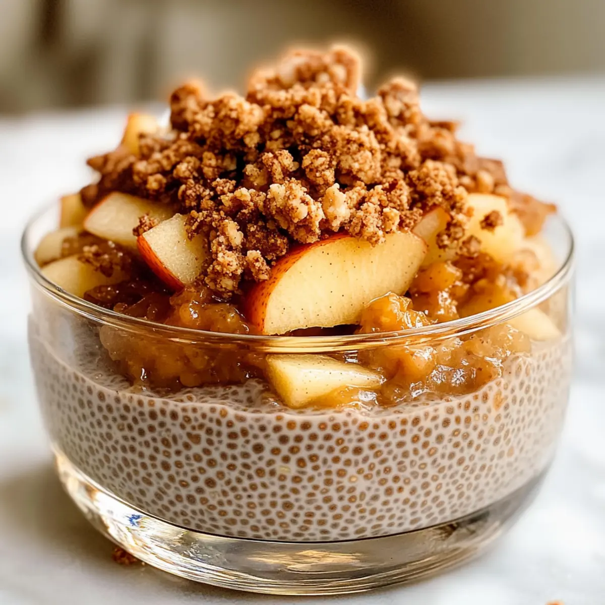 Apfelkrümel Chia Pudding für ein süßes Frühstück