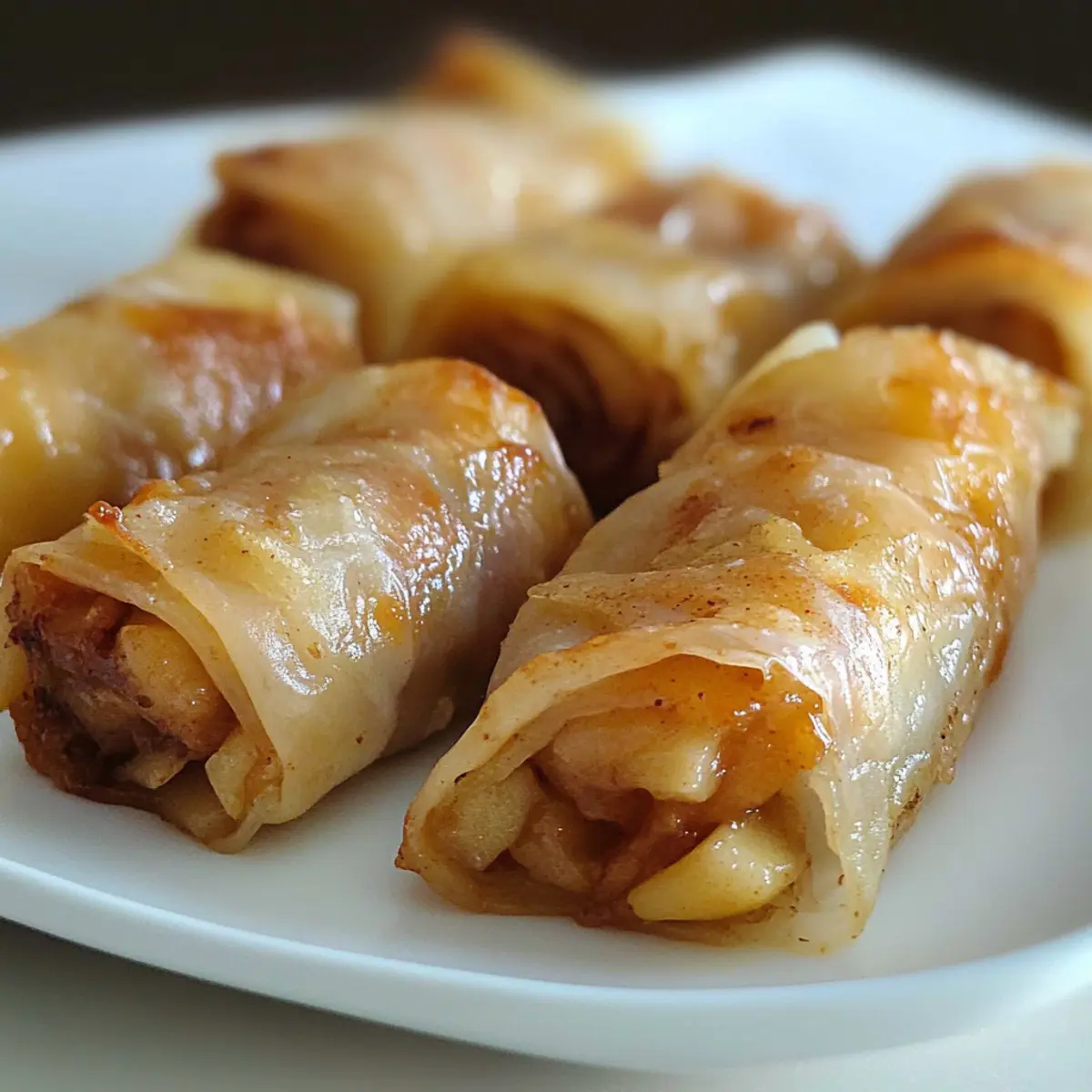 Gebackene Apfelkuchen Reispapierrollen leicht gemacht