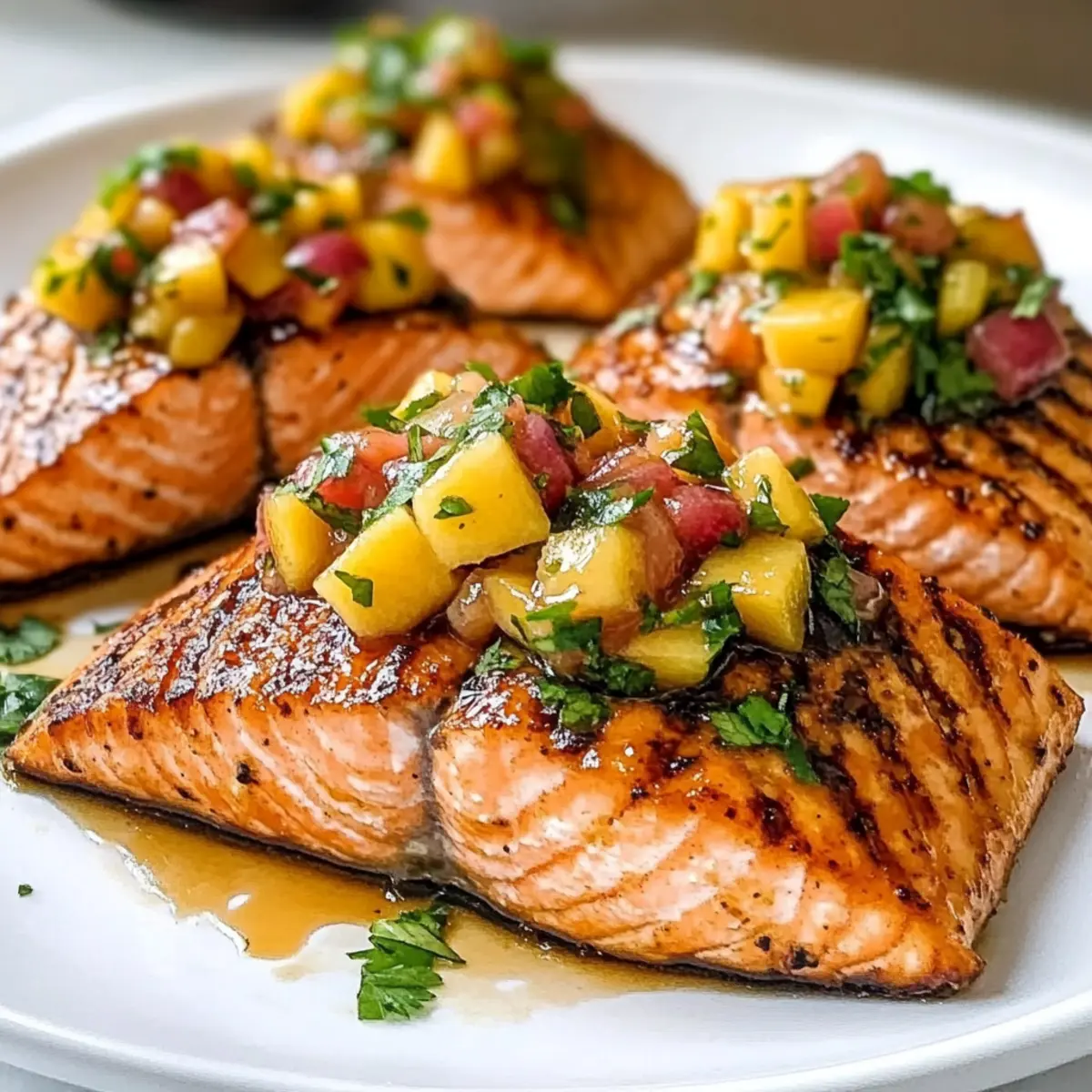 Balsamico-glasierten Lachs mit Pfirsichsalsa genießen