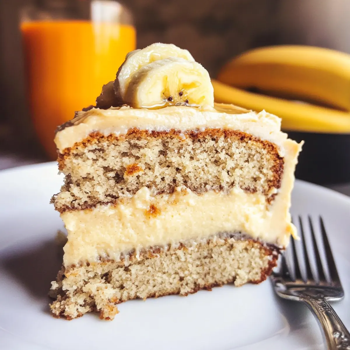Bananenkuchen mit brauner Buttercreme genießen
