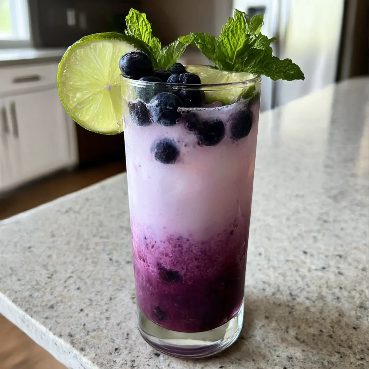 Blaubeer Kokosnuss Cooler Mocktail für heiße Tage