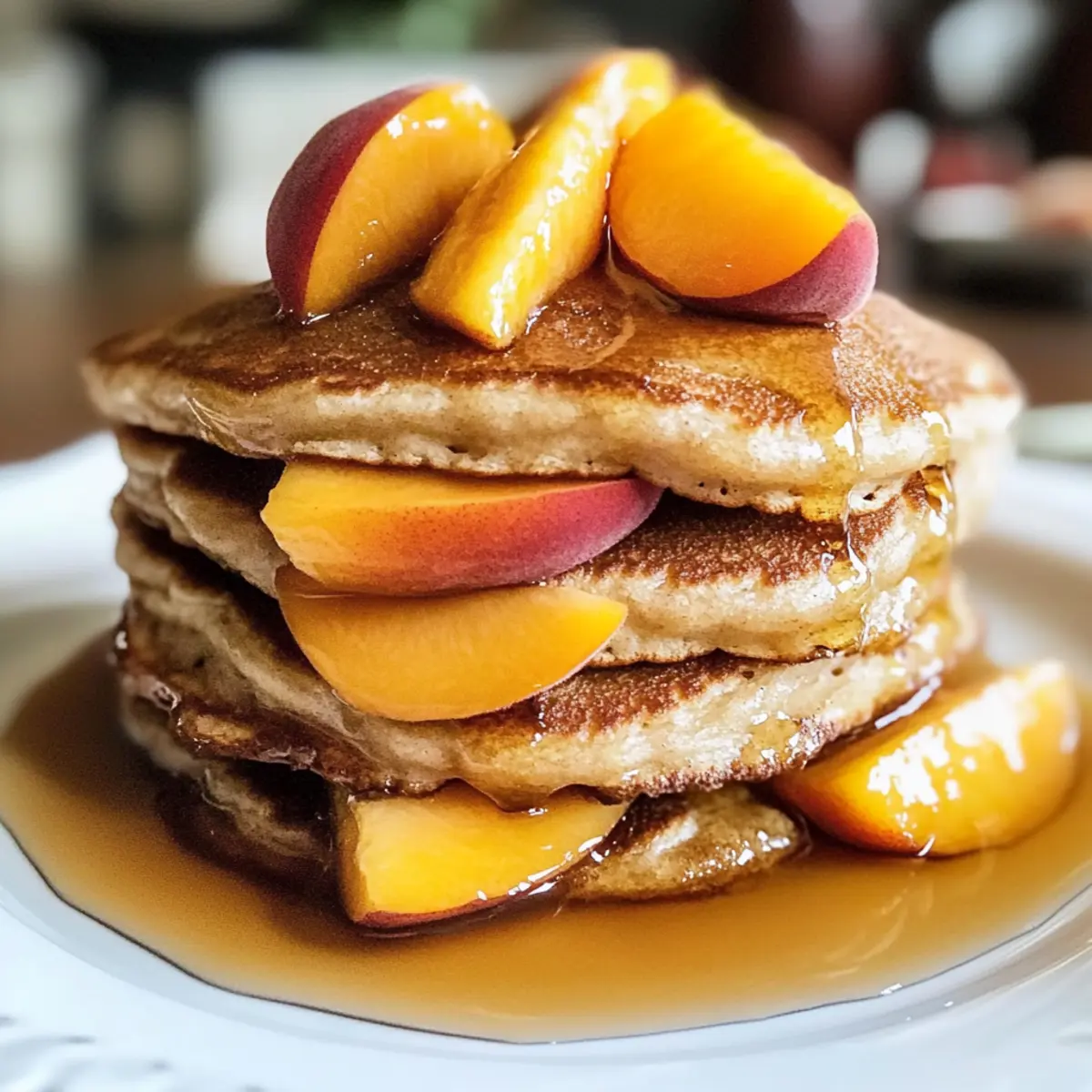 Brauner Zucker Pfirsich Pfannkuchen für den Sommer