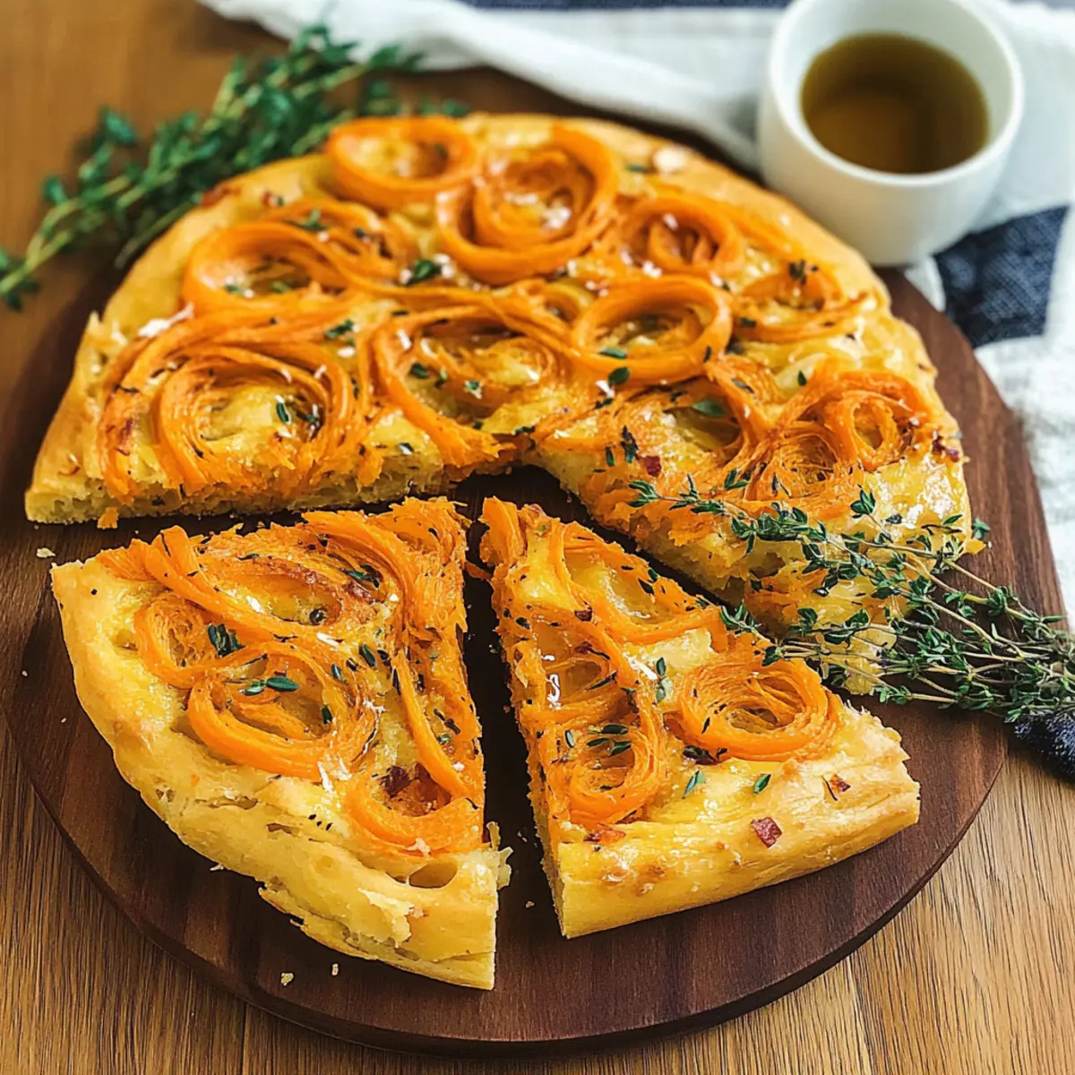 Karotten-Focaccia mit Honig und Thymian schnell und lecker