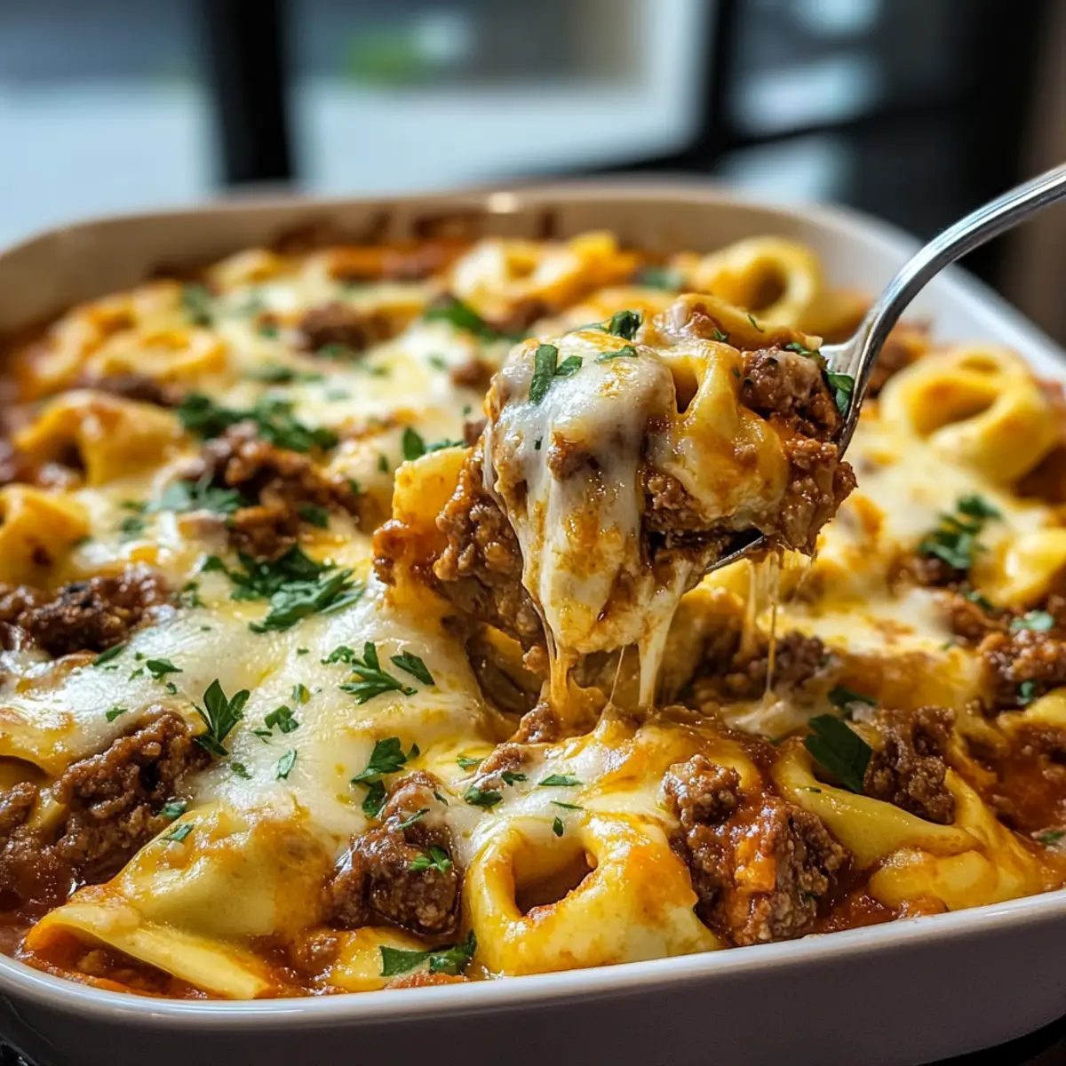 Käse-Taco-Tortellini-Auflauf für die ganze Familie