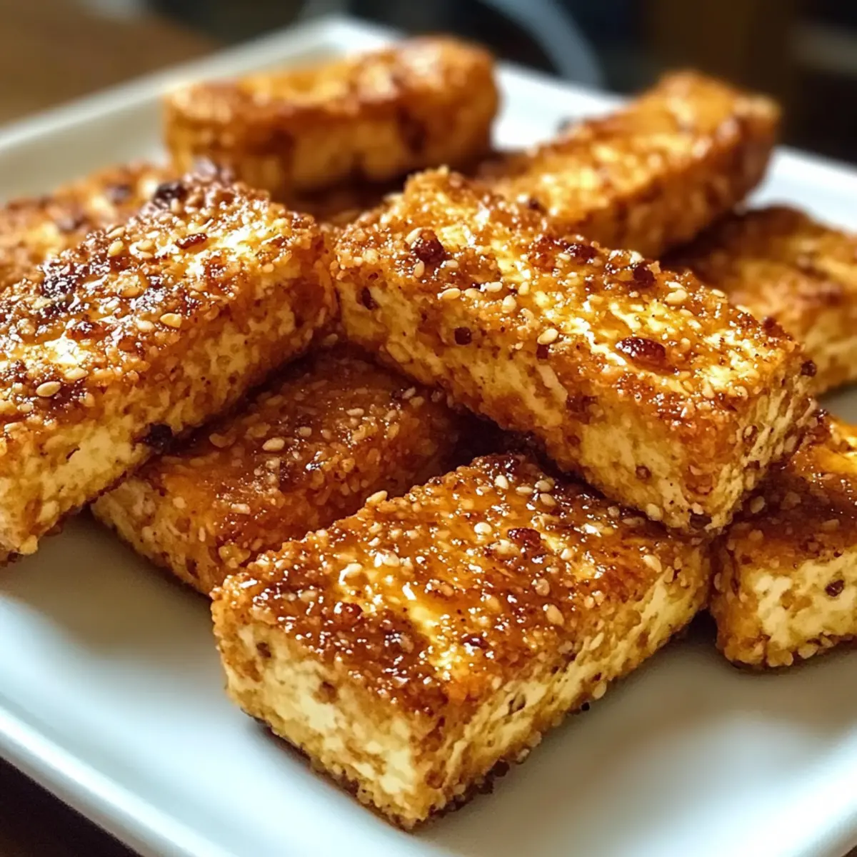 Knusprige Gebackene Honig-Senf Tofu Streifen