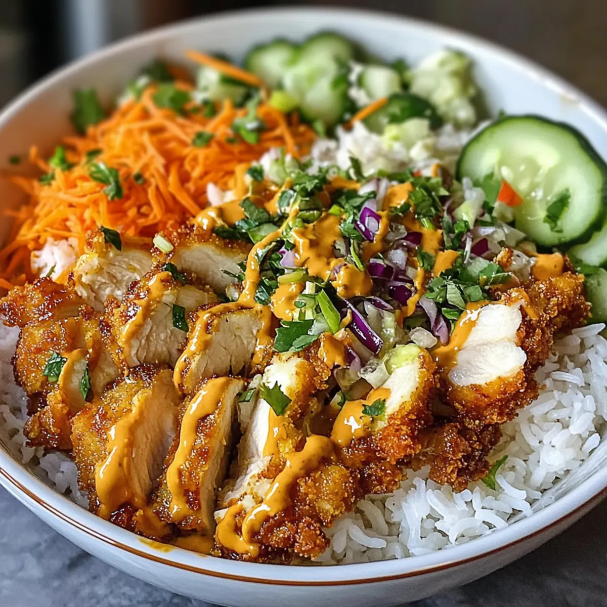 Crispy Bang Bang Hähnchen Schüssel für jeden Abend