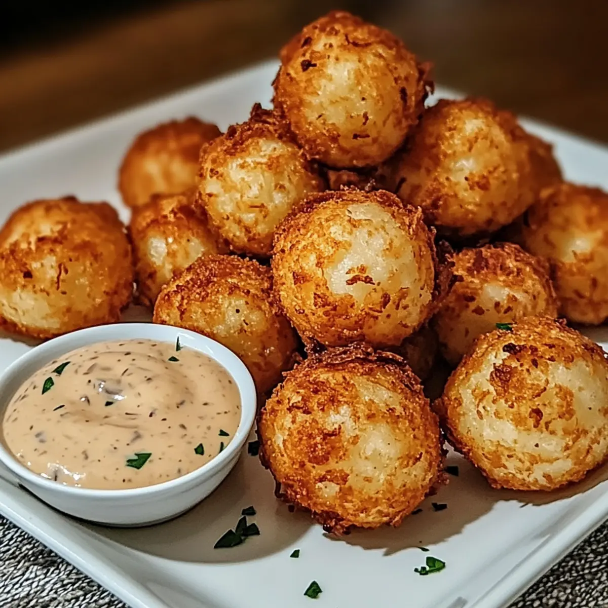 Krosse frittierte Zwiebelbällchen mit Cajun Ranch Soße