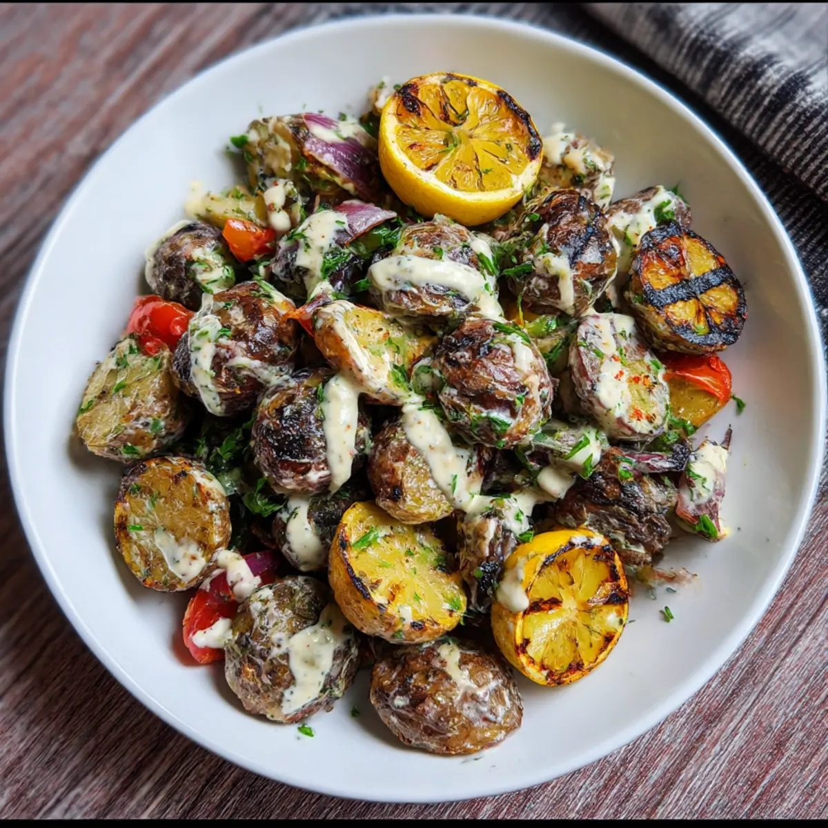 Gegrillter Kartoffelsalat mit gerösteter Zitrone genießen