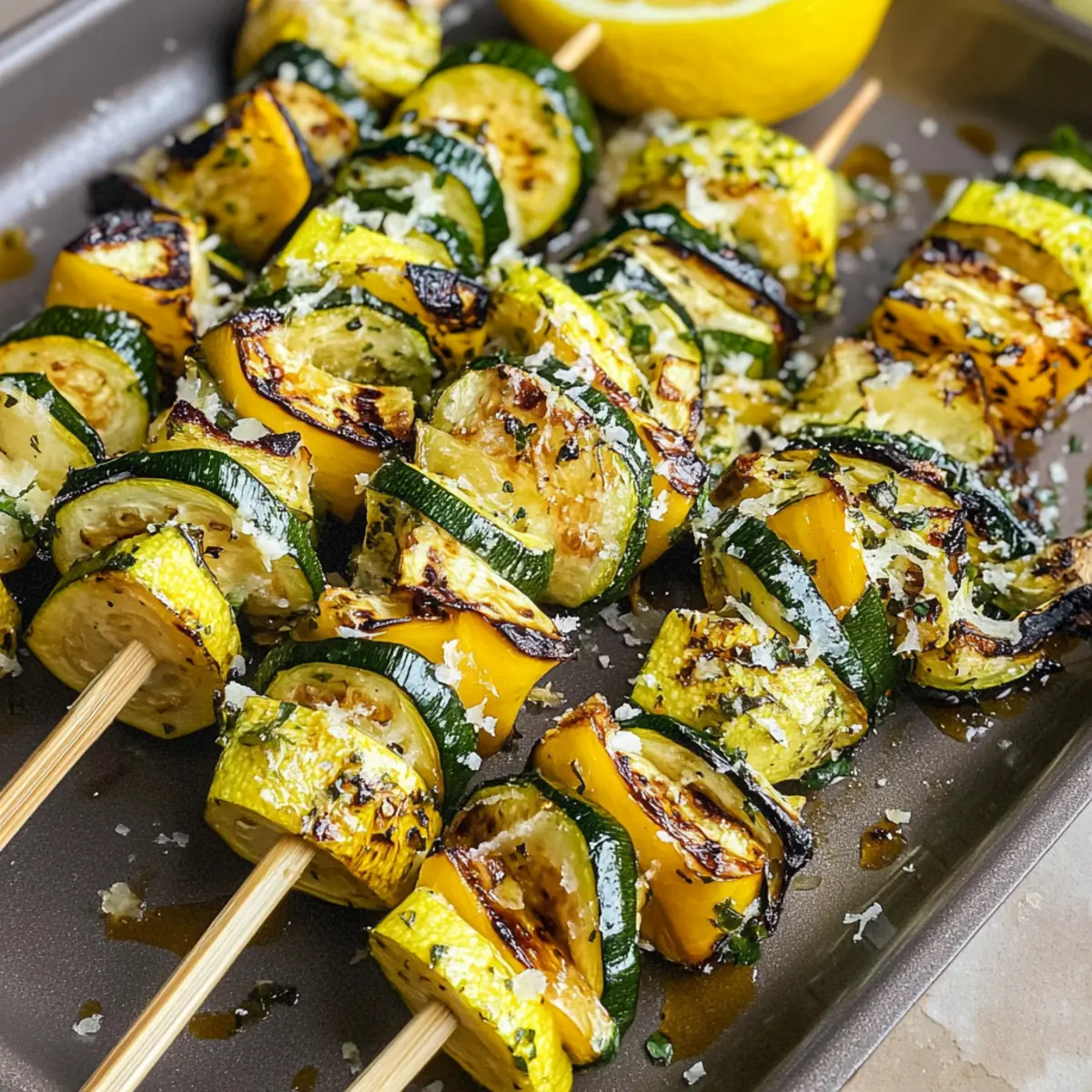 Gegrillte Zucchini-Spieße mit Zitronen-Parmesan