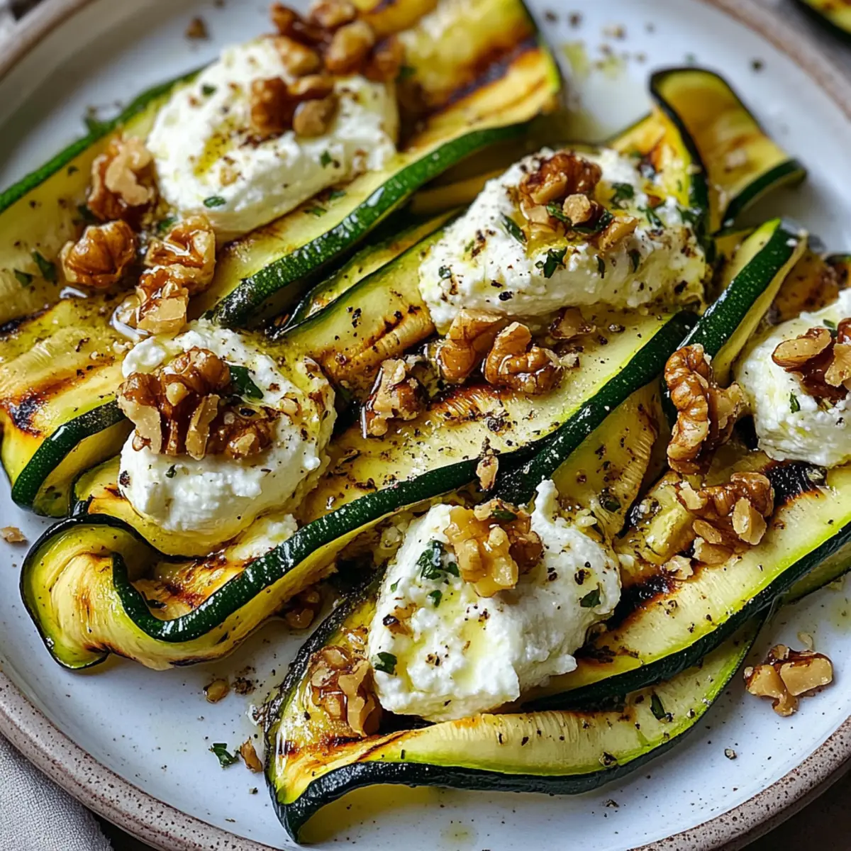 Gegrillte Zucchini mit Ricotta und Walnüssen genießen
