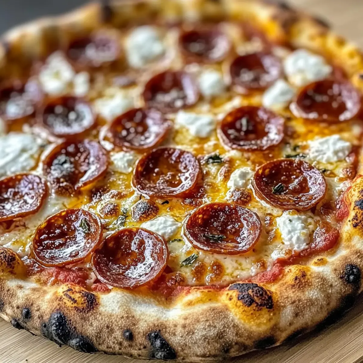 Scharfe Honig-Pepperoni-Ricotta-Pizza: Ein Genuss!