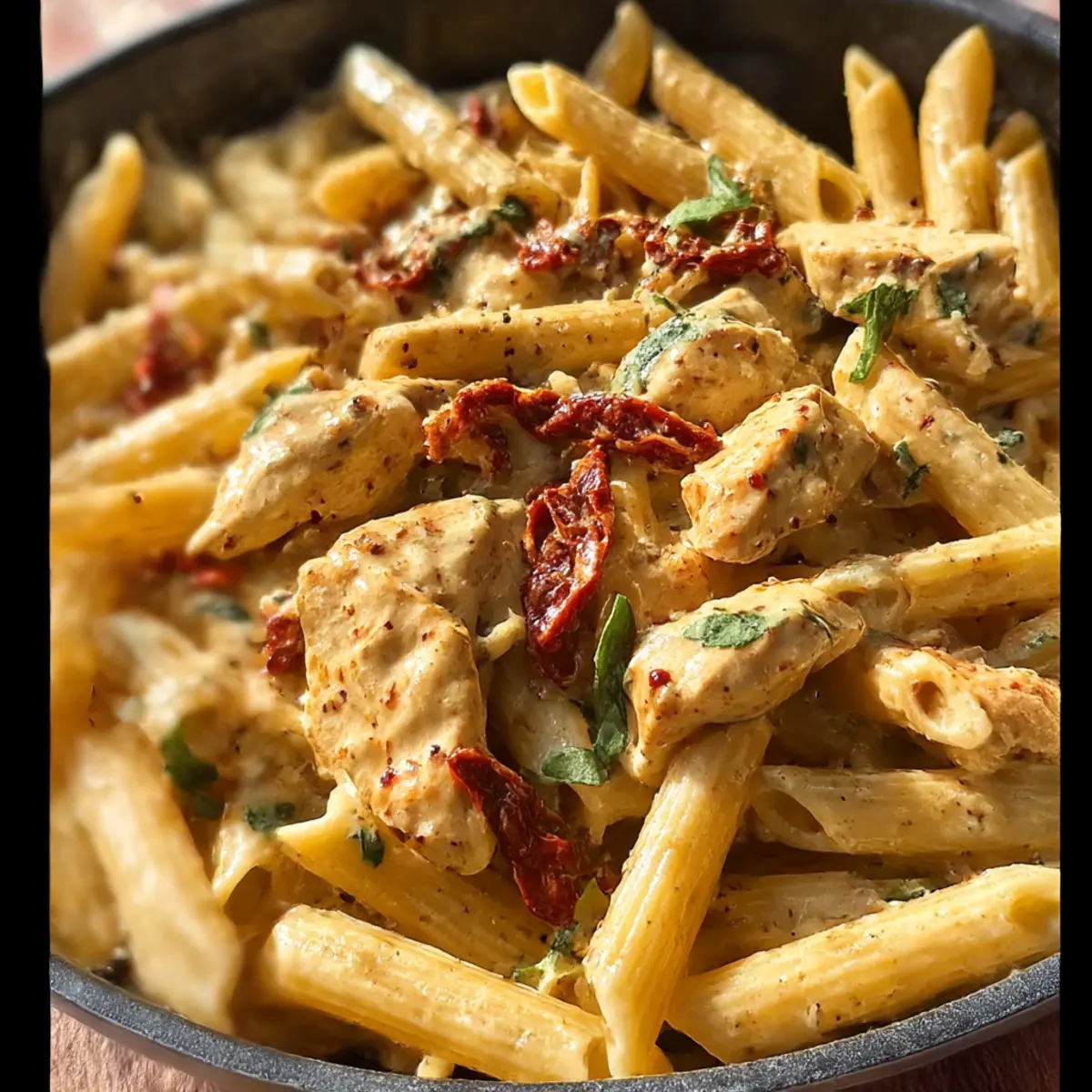 Heirate Mich Hähnchen Pasta für ein romantisches Dinner