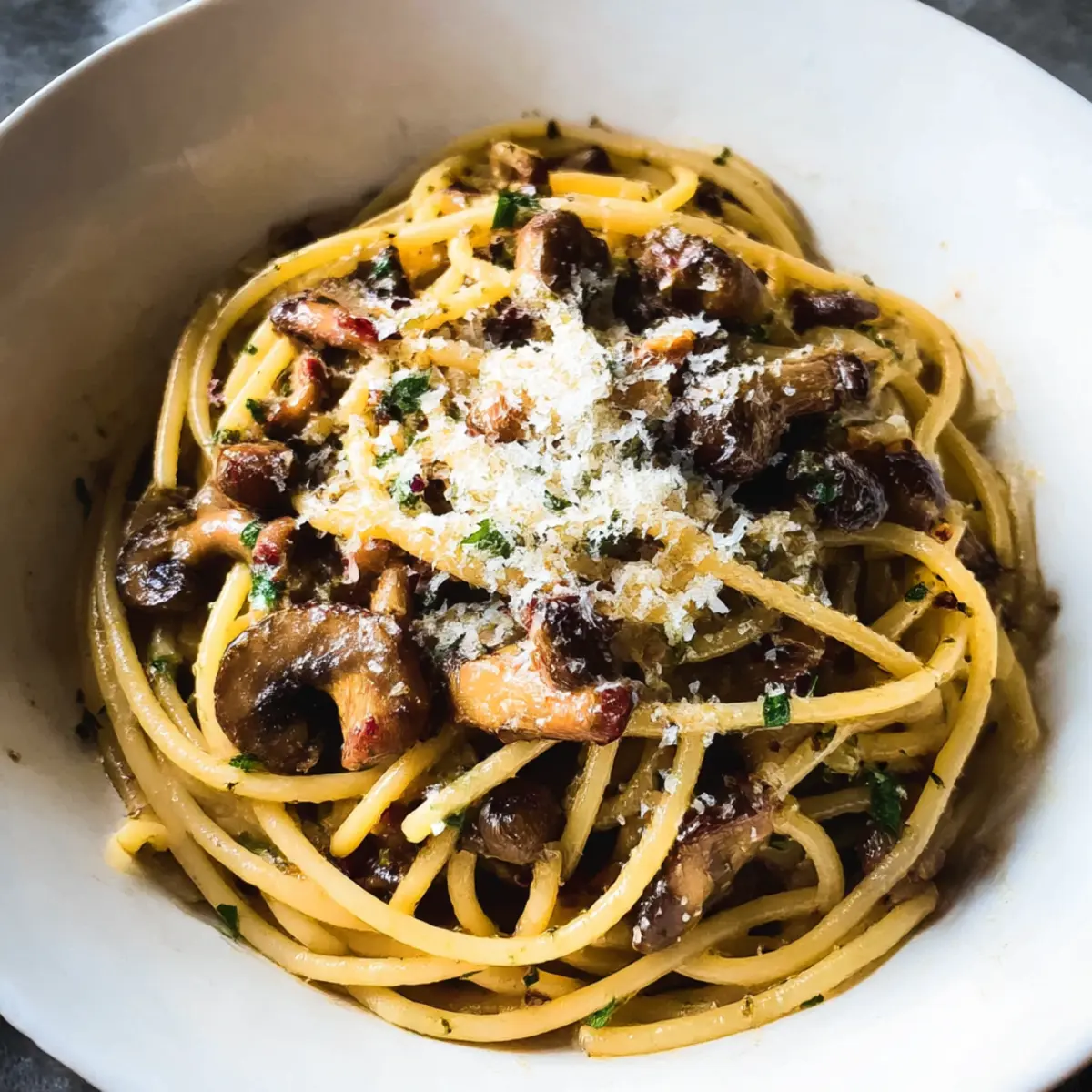 Pilzspaghetti Aglio Olio in 15 Minuten lecker fertig