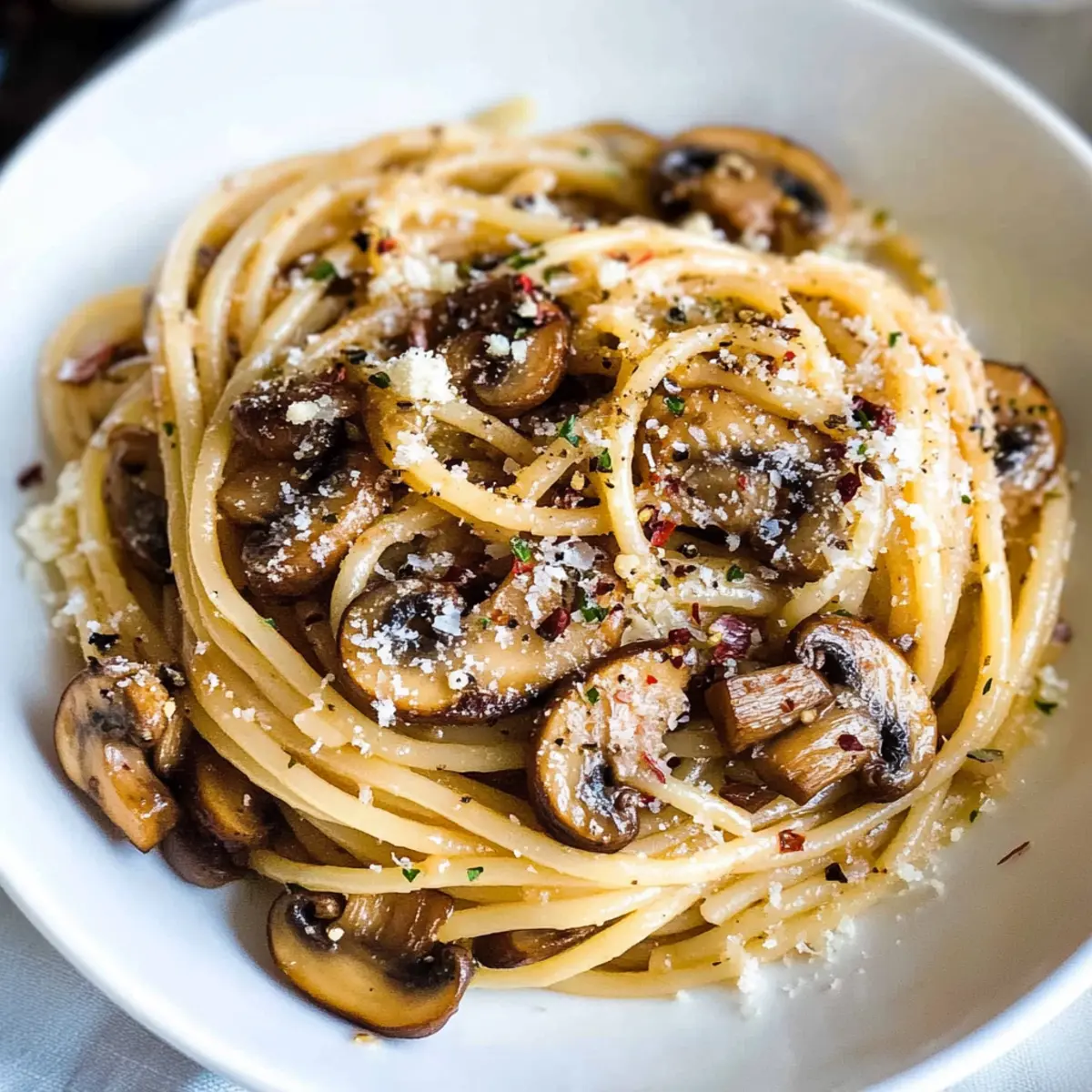 Pilz Spaghetti Aglio Olio in 15 Minuten