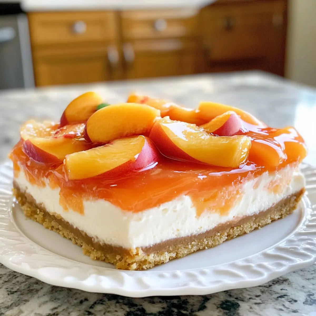 Keine-Backen Frischer Pfirsich Käsekuchen Dessert