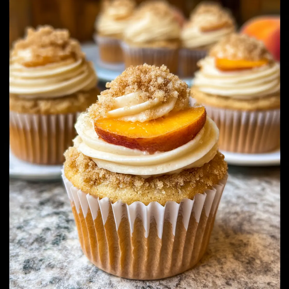 Pfirsich Cupcakes mit gewürzter Buttercreme