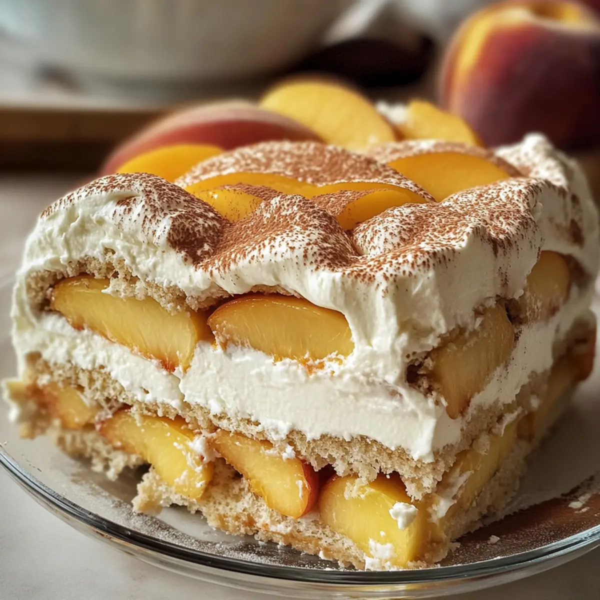 Pfirsich- und Sahne-Sommer-Tiramisu Rezept einfach genießen