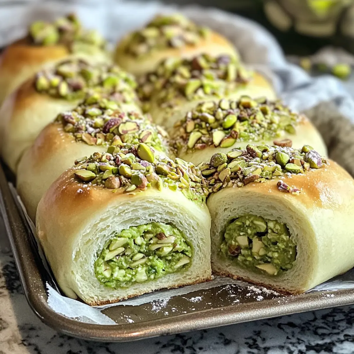 Pistaziencreme-Rollen aus sizilianischem Brioche-Teig