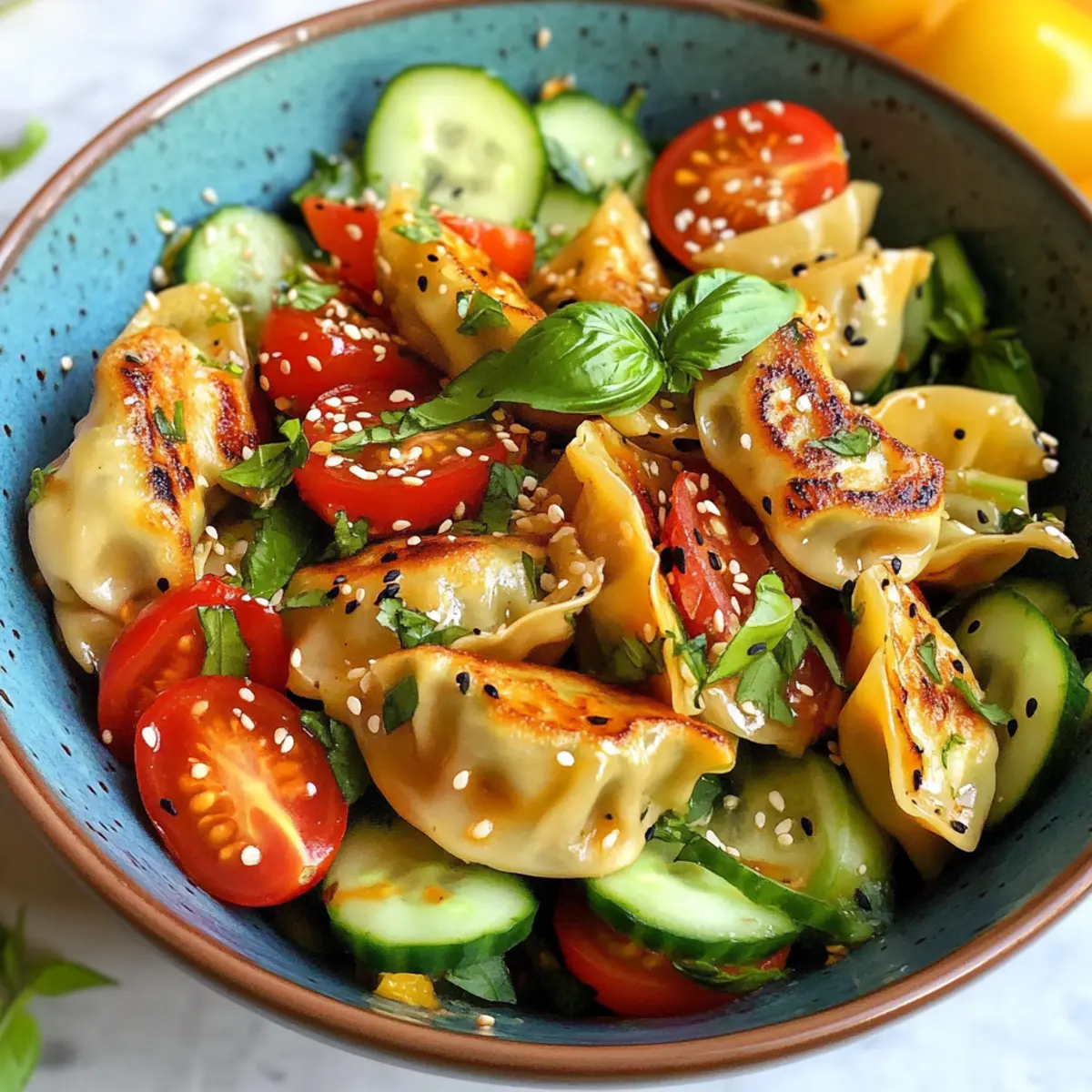 Frischer Potsticker-Salat für vegane Genießer
