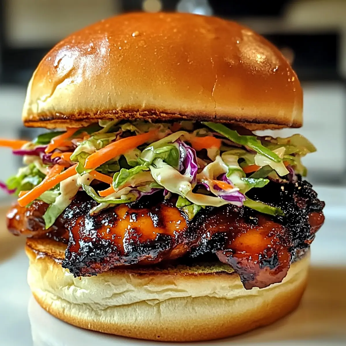 Scharfer Koreanischer BBQ Hähnchen-Sandwich Spaß