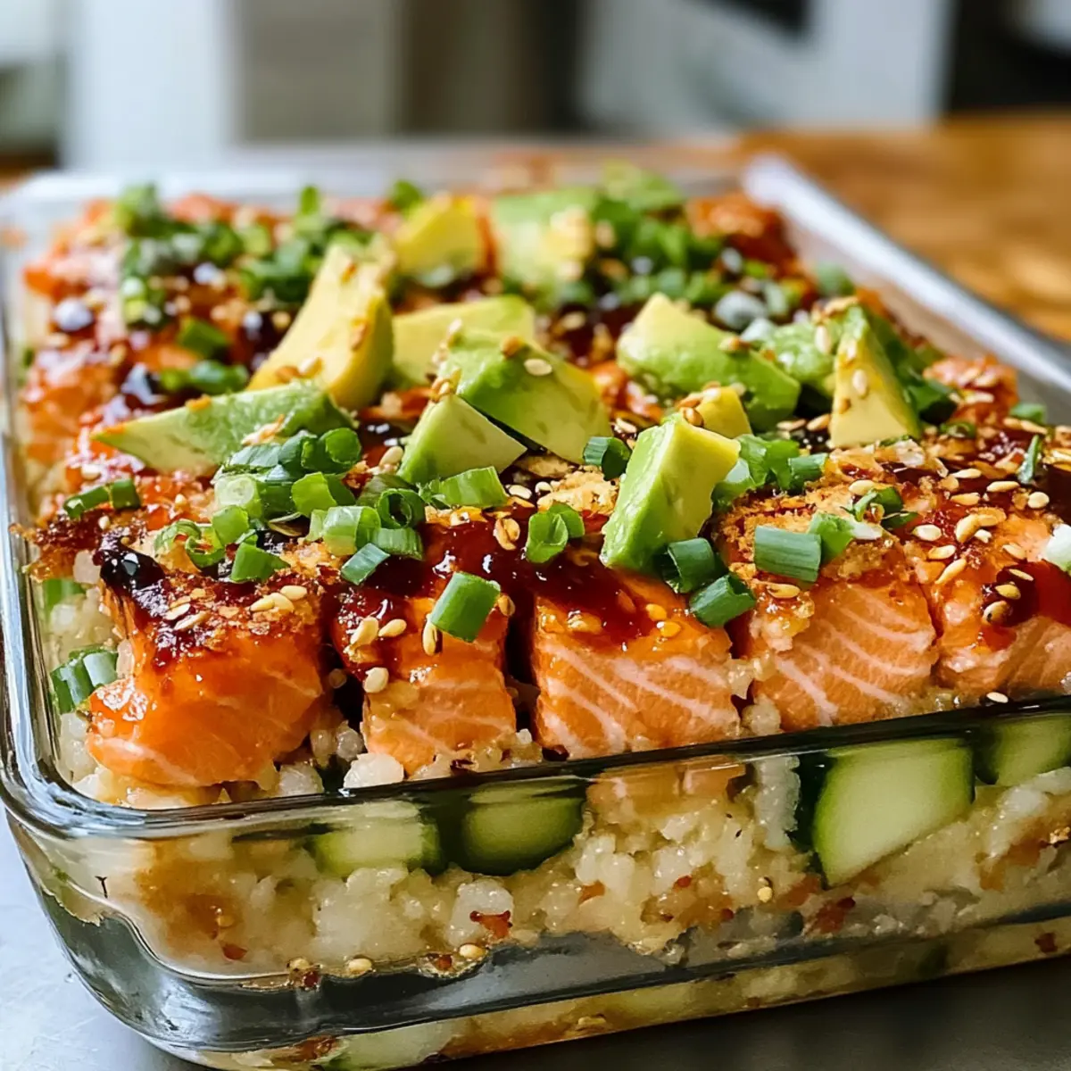 Würziger Lachs Sushi Auflauf für gemütliche Abende