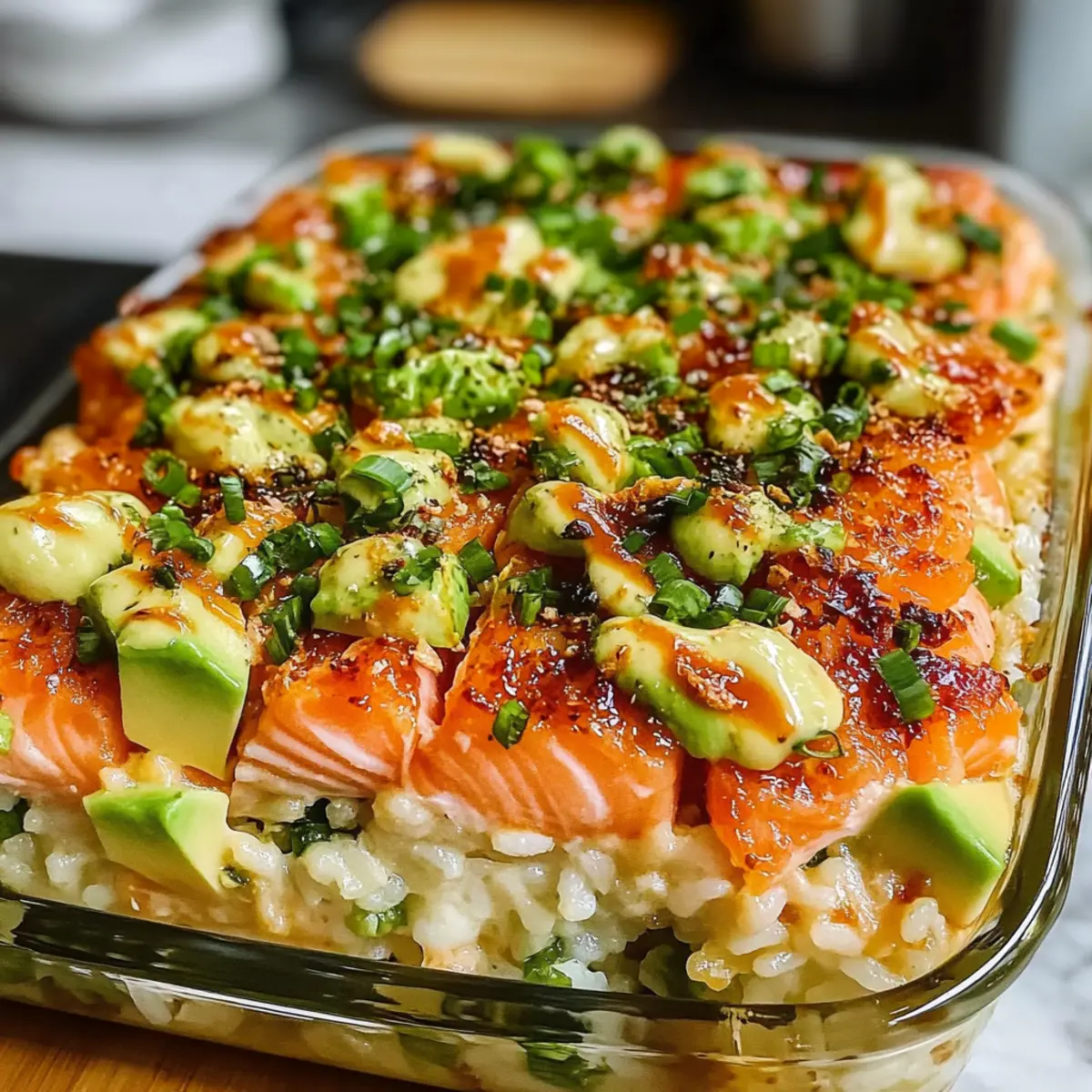 Würziger Lachs Sushi Auflauf für gemütliche Abende