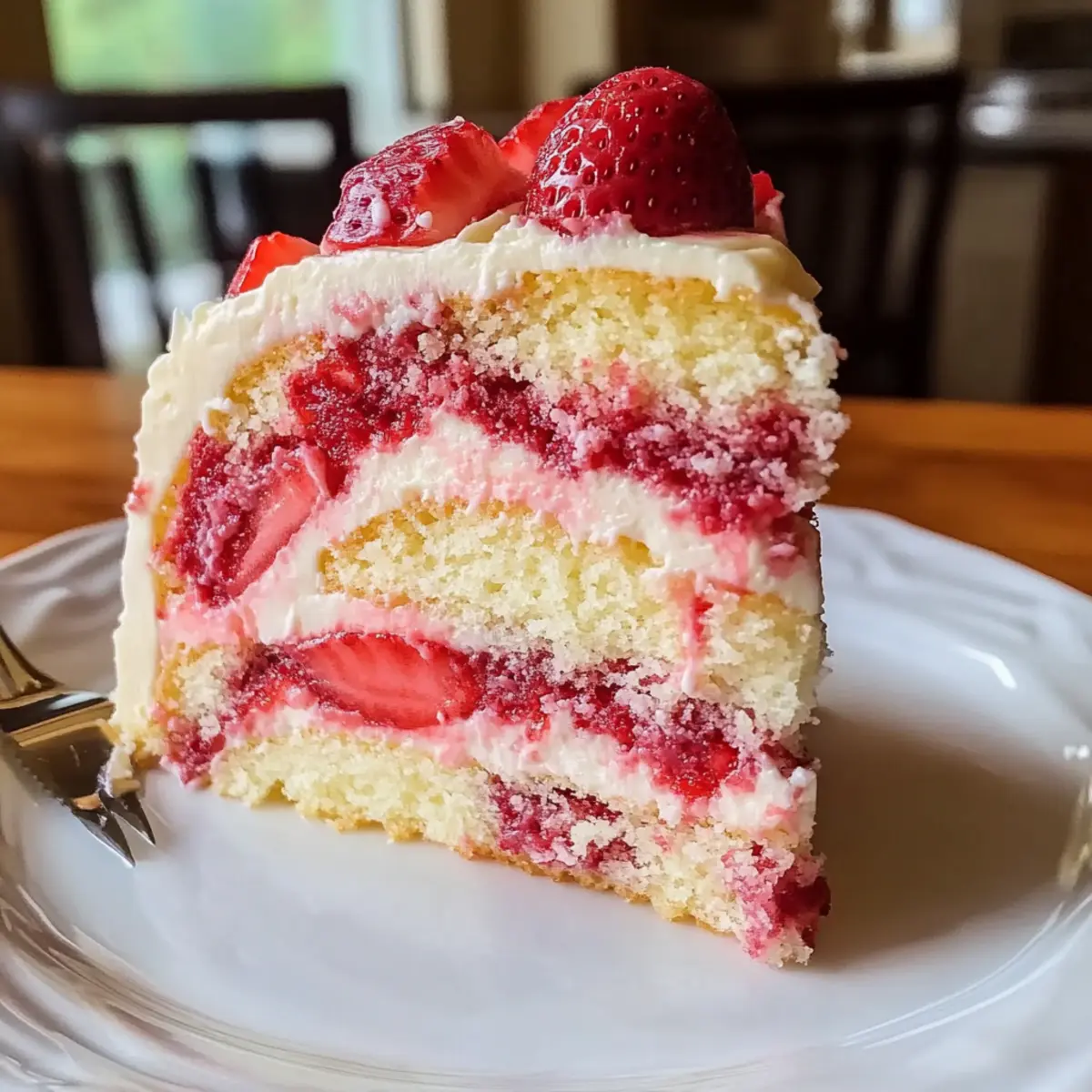 Erdbeere Erdbeben Kuchen mit cremigem Swirl