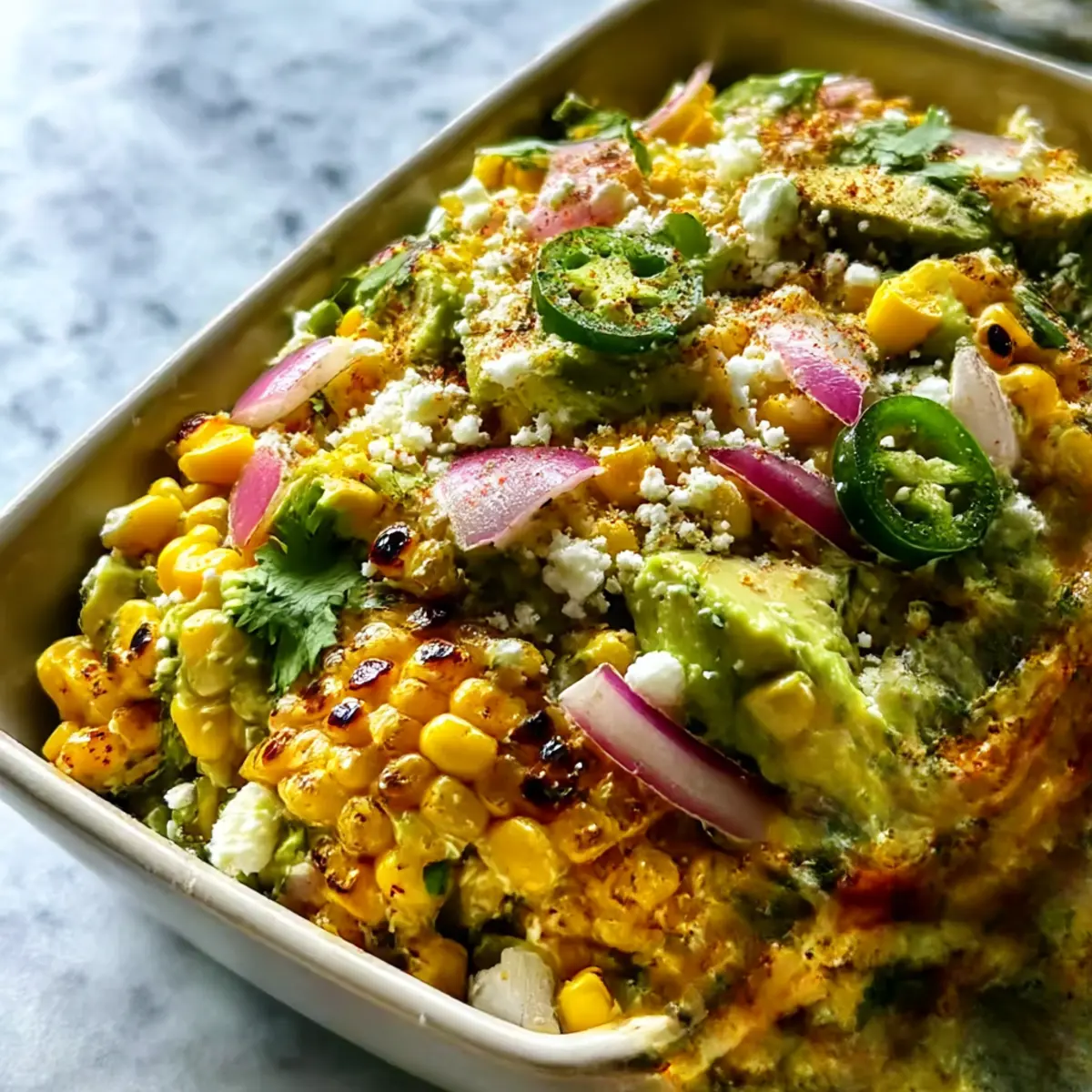 Straßenmaissalat mit Avocado für frische Genussmomente